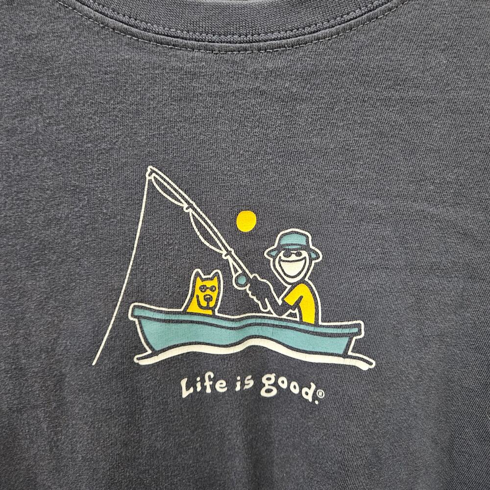 Men's Vintage "Fishing with The Dog" Long Sleeve,  Size Small Tee